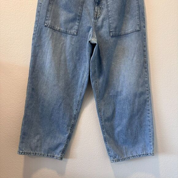 Lucky Brand Women's Size 14/32 High Rise Wide Leg Cropped Blue Denim‎ Jeans - Picture 12 of 16